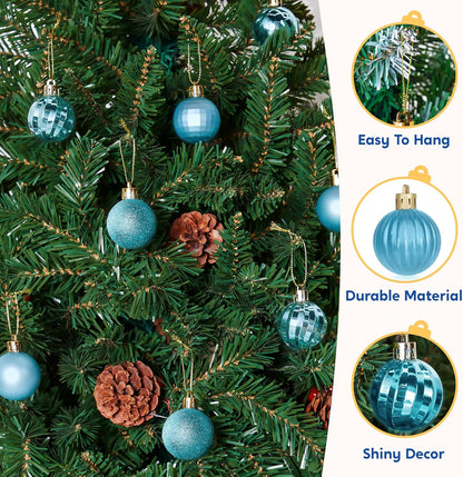 24 Pcs Baby Blue Christmas Balls Ornaments Set