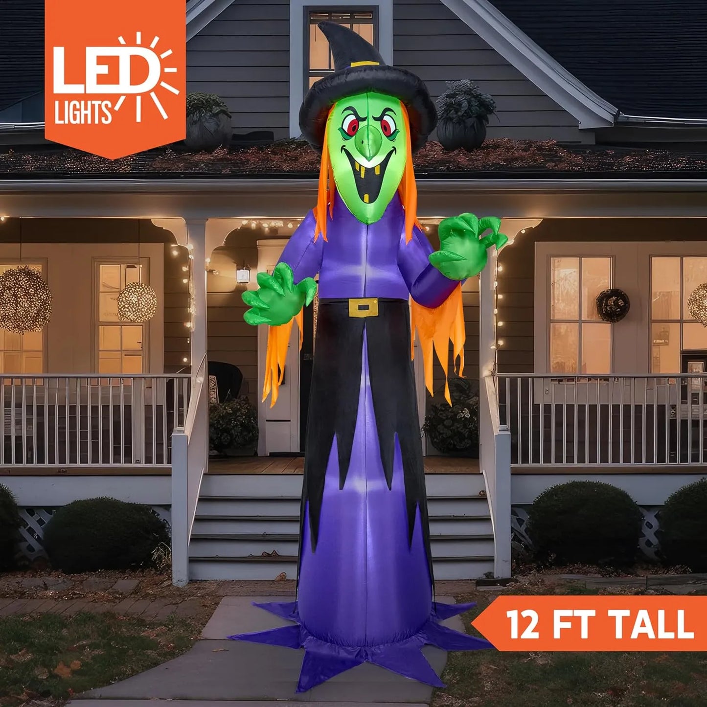 12ft Giant Creepy Witch Halloween Inflatable Decoration