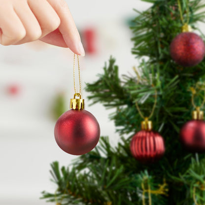24 Pcs 1.6" Burgundy Red Christmas Balls Ornaments Set