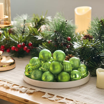 24 Pcs 1.6" Lime Green Christmas Balls Ornaments Set