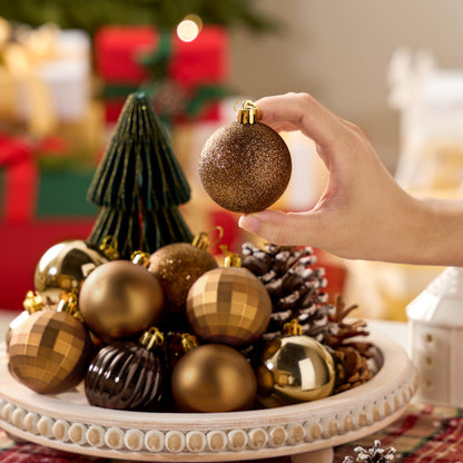 24 Pcs 2.36" Brown Christmas Balls Ornaments Set