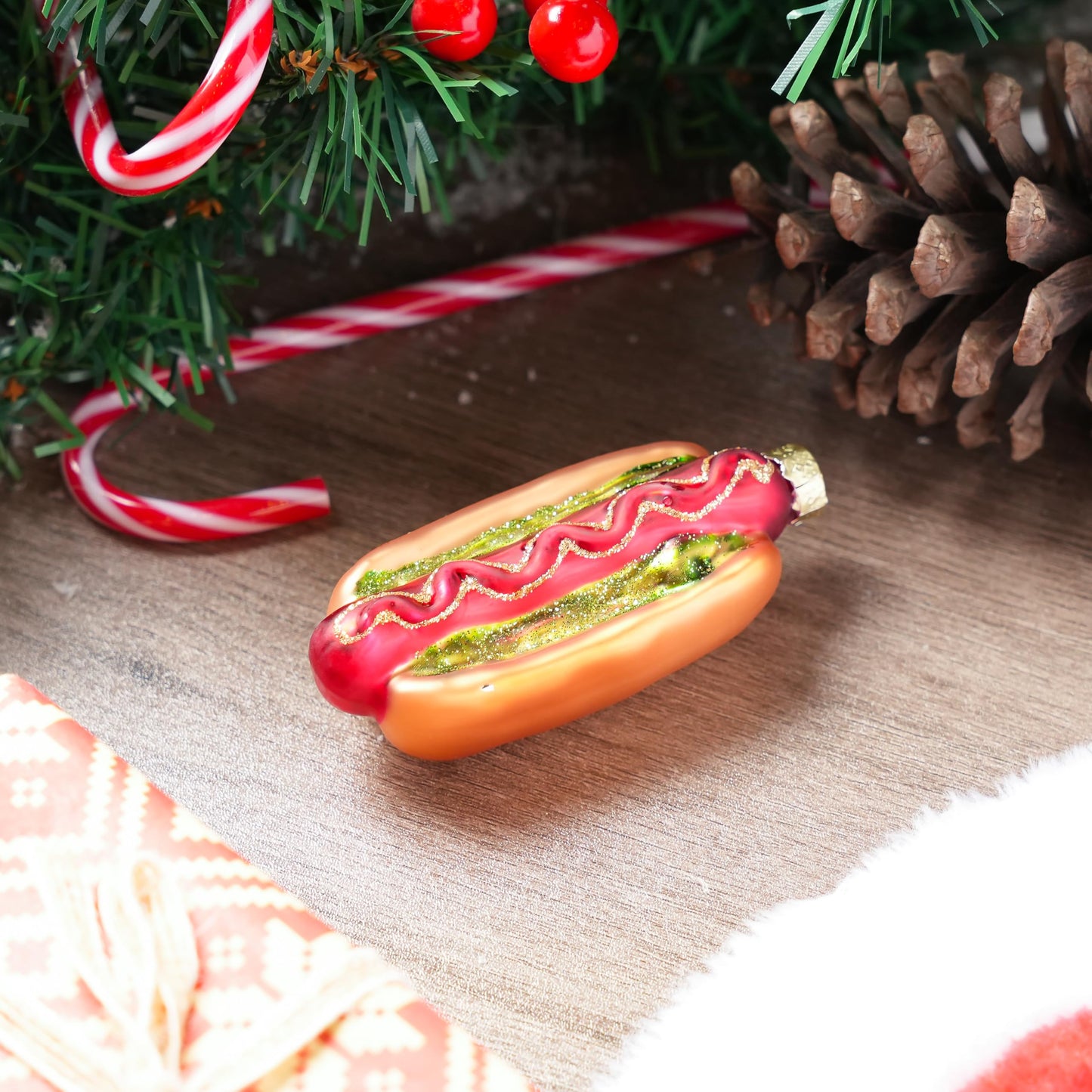 Hot Dog Mini Christmas Ornaments