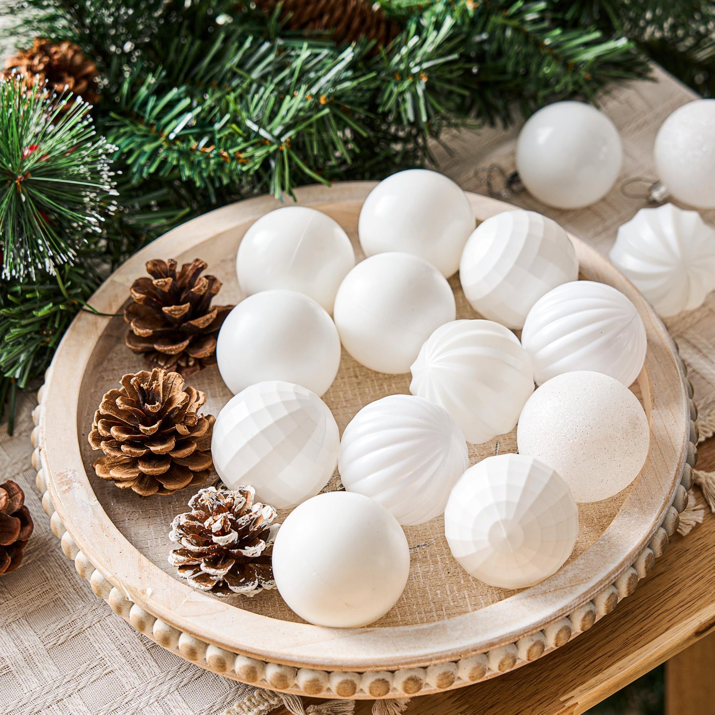24 Pcs 2.36" White Christmas Balls Ornaments Set