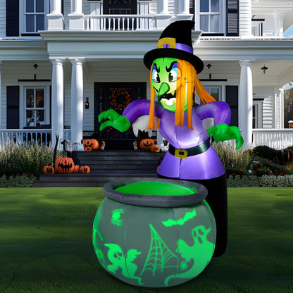 6 Ft Halloween Inflatable Witch and Cauldron Decoration