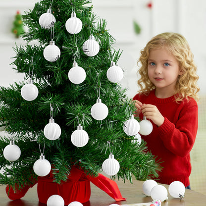 24 Pcs 1.6" White Christmas Balls Ornaments Set