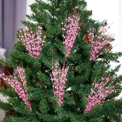 12Pcs 17” Pink Christmas Berry Stem Ornaments