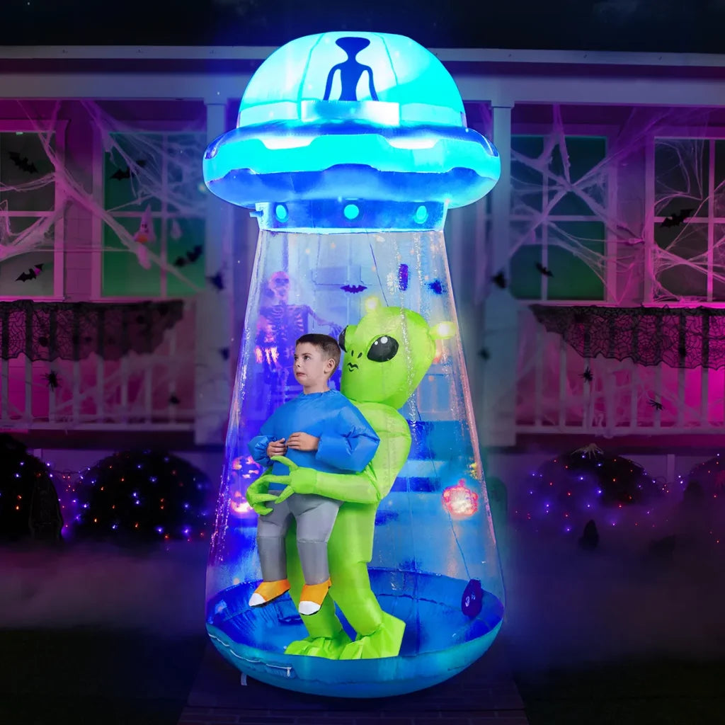 9ft Halloween Inflatable UFO with Animated Lights