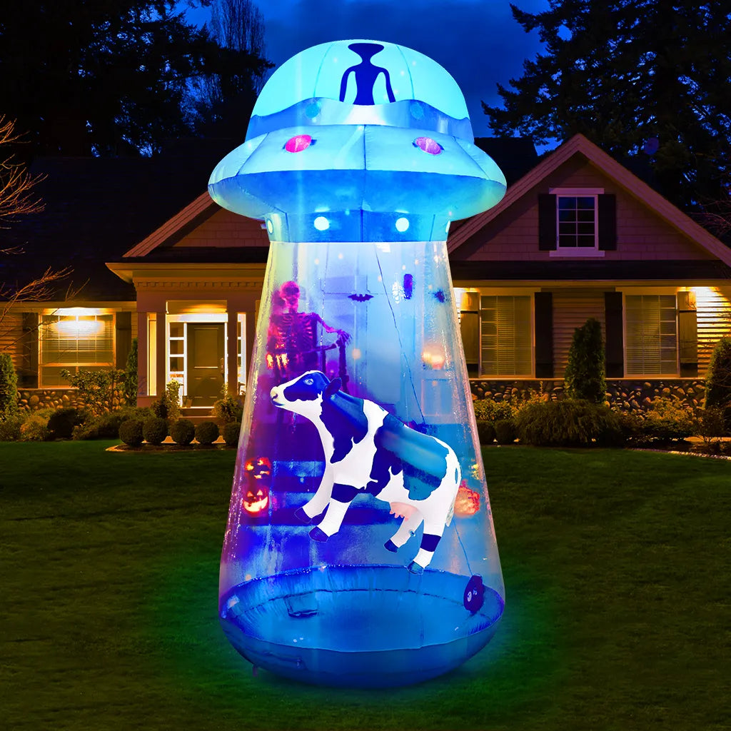9ft Halloween Inflatable UFO with Animated Lights – JOIEDOMI