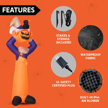 Joeidomi 9ft Tall Halloween Inflatable Scarecrow with Built-in LEDs