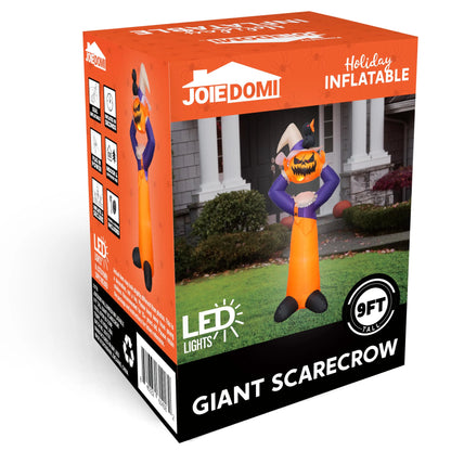 Joeidomi 9ft Tall Halloween Inflatable Scarecrow with Built-in LEDs