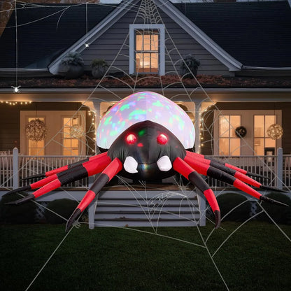 9ft Halloween Inflatable Spider with Rotating Colorful Light