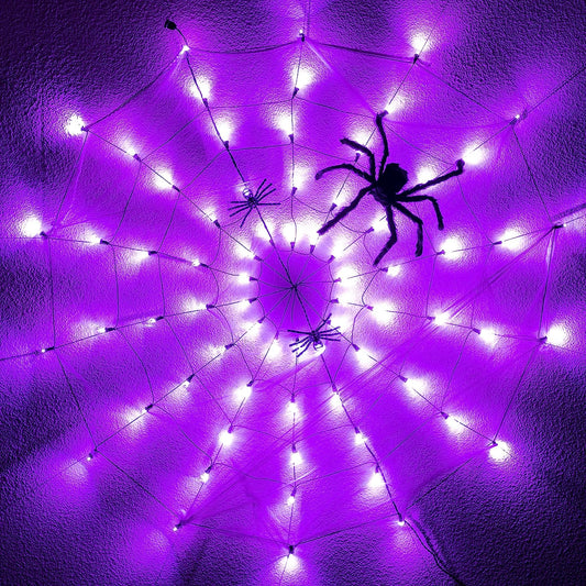 59In Light-up Purple Spider Web with 3 Spiders