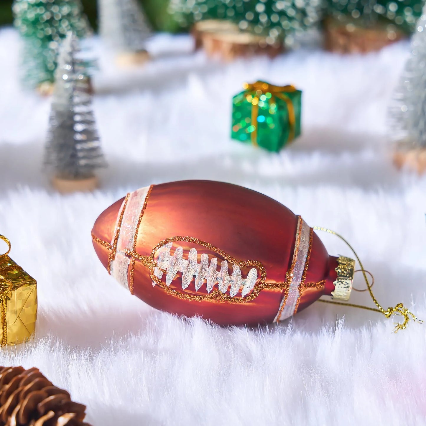 Christmas American Football Glass Blown Ornament for Christmas Tree Decoration