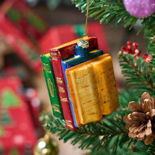 Christmas Book Glass Ornament for Xmas Gift Holiday Party Favor