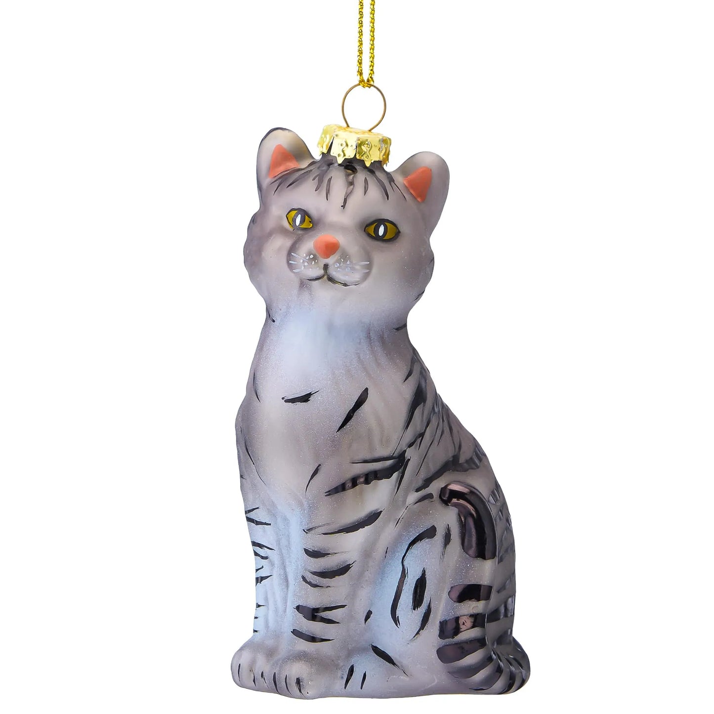 Christmas Cat Shorthair Glass Blown Ornament for Christmas Tree Decoration