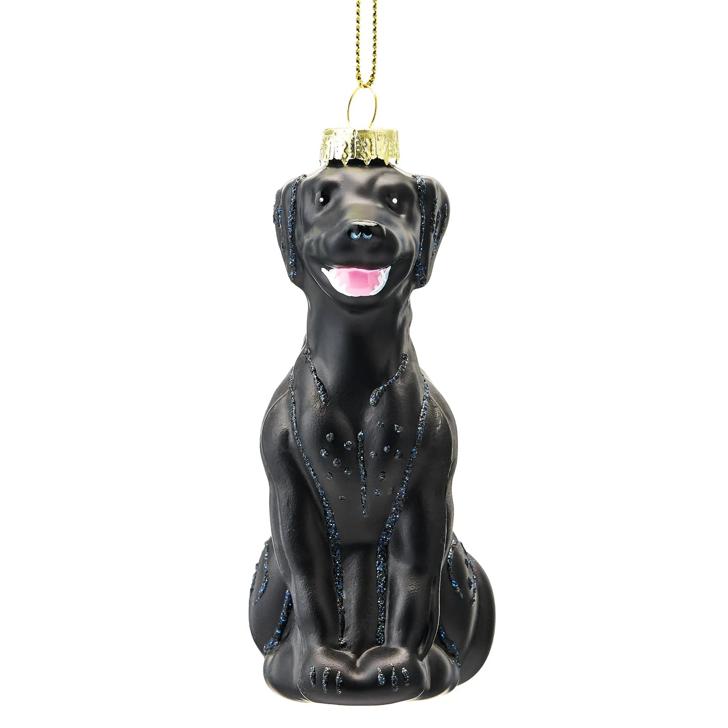 Christmas Dog Black Labrador Pet Glass Blown Ornament for Christmas Tree Decoration