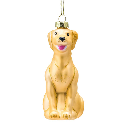 Christmas Dog White Labrador Pet Glass Blown Ornament for Christmas Tree Decoration