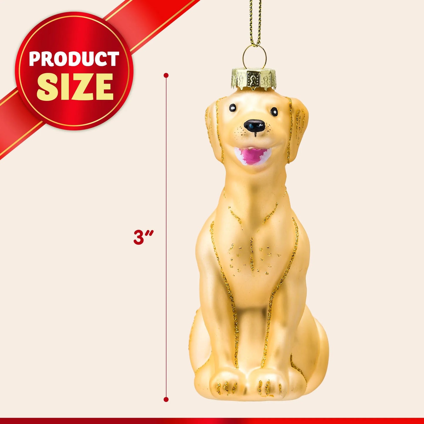 Christmas Dog White Labrador Pet Glass Blown Ornament for Christmas Tree Decoration