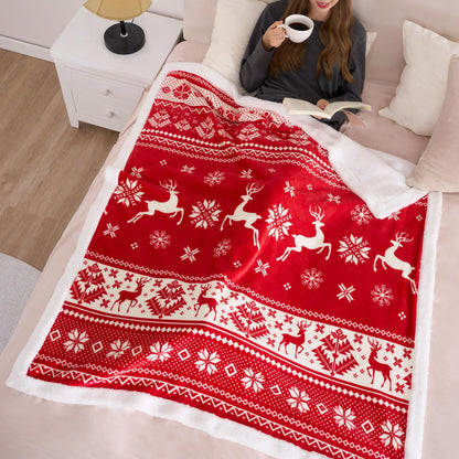 Christmas Throw Blanket for Couch, Fleece Sherpa Blankets Sofa