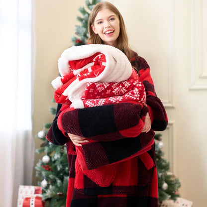 Christmas Throw Blanket for Couch, Fleece Sherpa Blankets Sofa