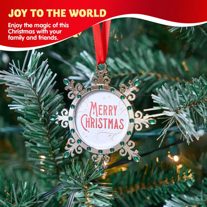 Christmas Photo Ornament with Green Gem for Christmas Tree Decoration