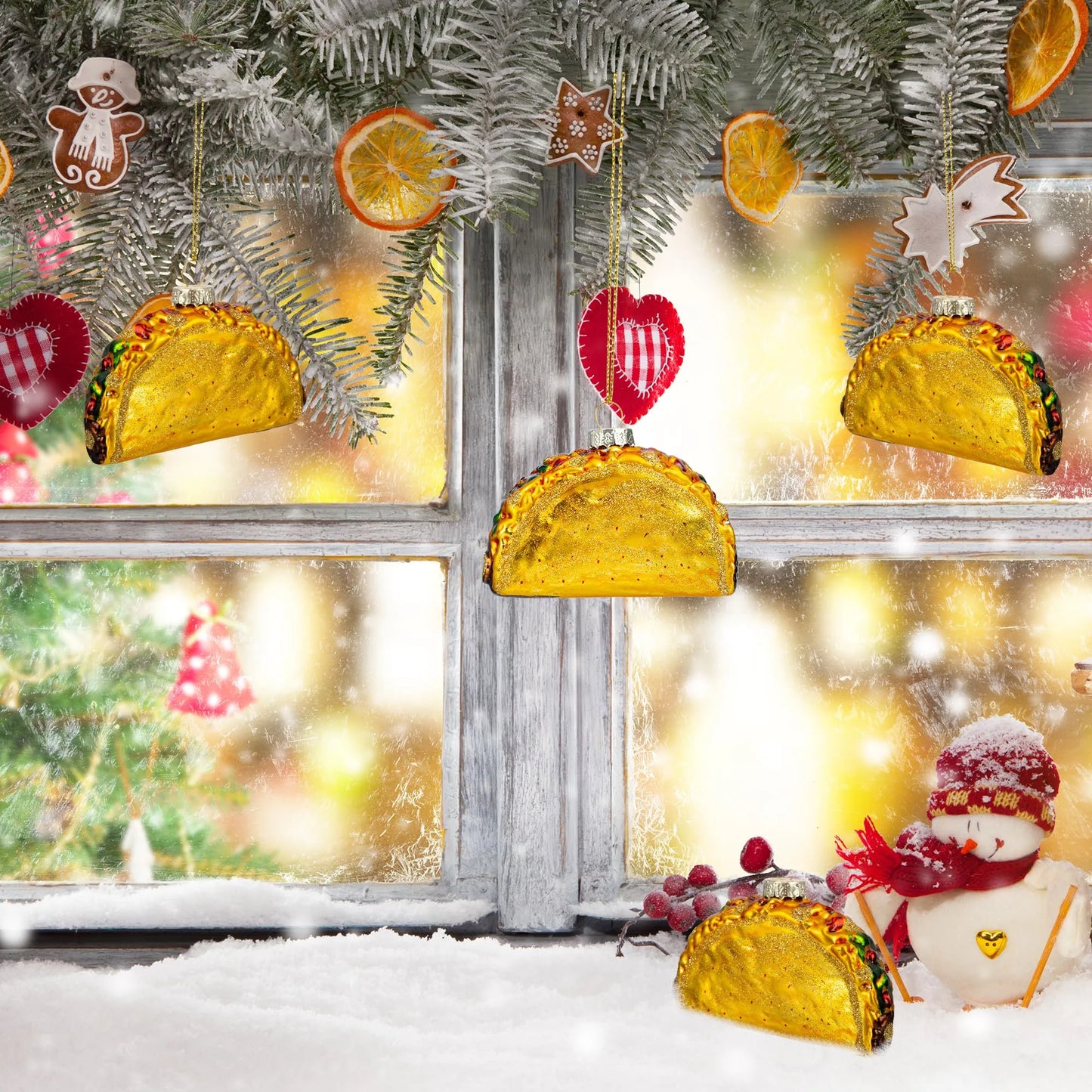 Christmas Taco Glass Ornament for Christmas Tree Decoration