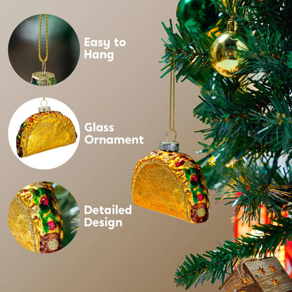 Christmas Taco Glass Ornament for Christmas Tree Decoration