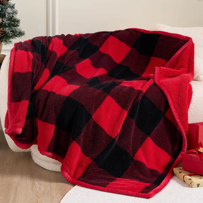 Christmas Throw Blanket for Couch, Fleece Sherpa Blankets