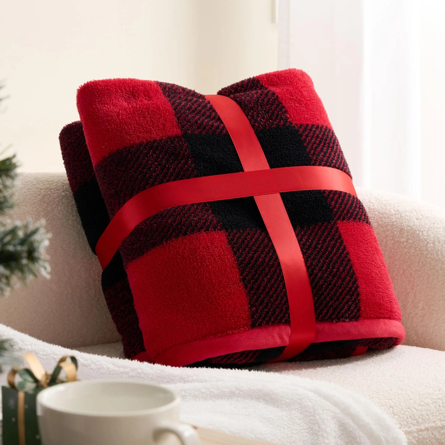 Christmas Throw Blanket for Couch, Fleece Sherpa Blankets