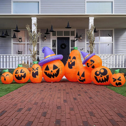 Joiedomi 12.5ft 9Pcs Halloween Inflatable Pumpkin with Witch Hat Decor