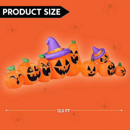 Joiedomi 12.5ft 9Pcs Halloween Inflatable Pumpkin with Witch Hat Decor