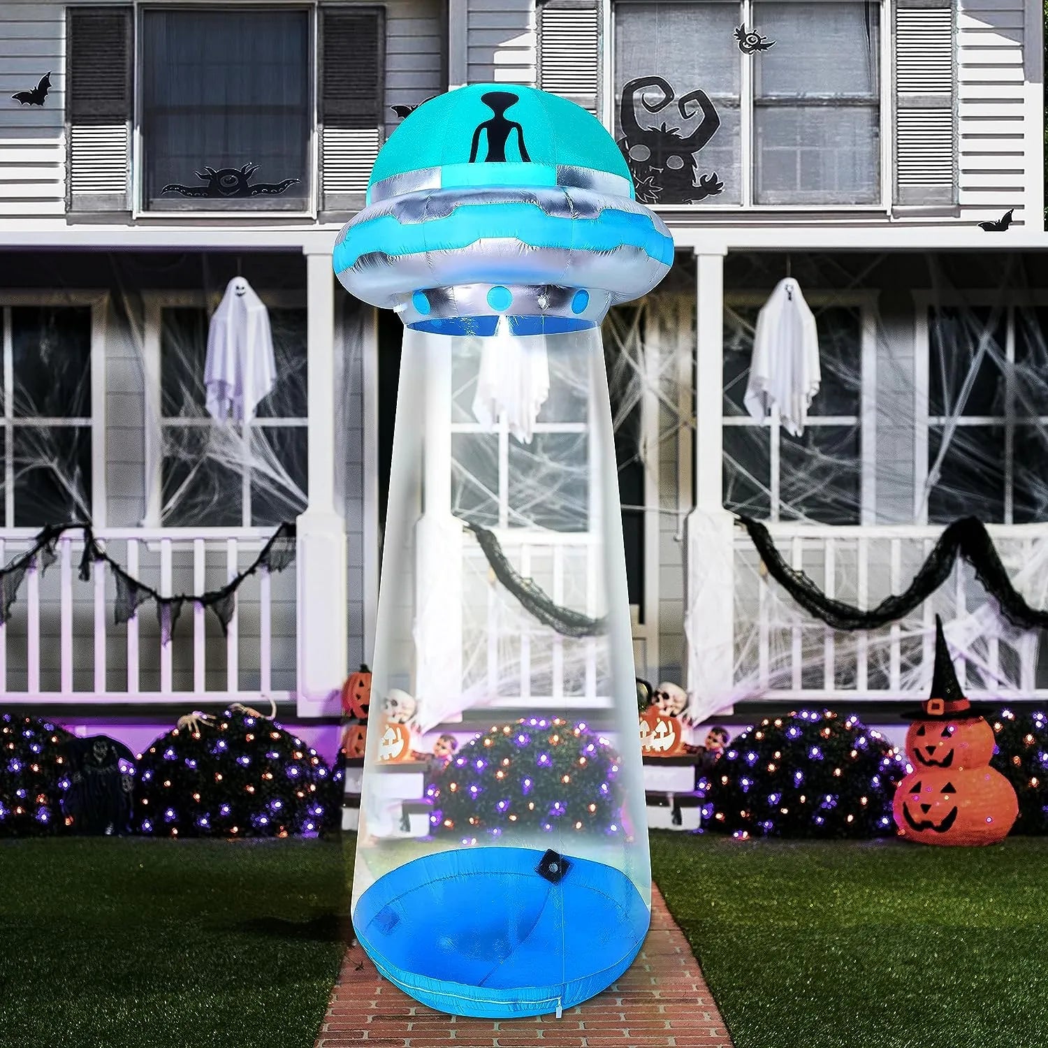 12 FT Tall Halloween Inflatable UFO Decoration with Built-in LEDs ...