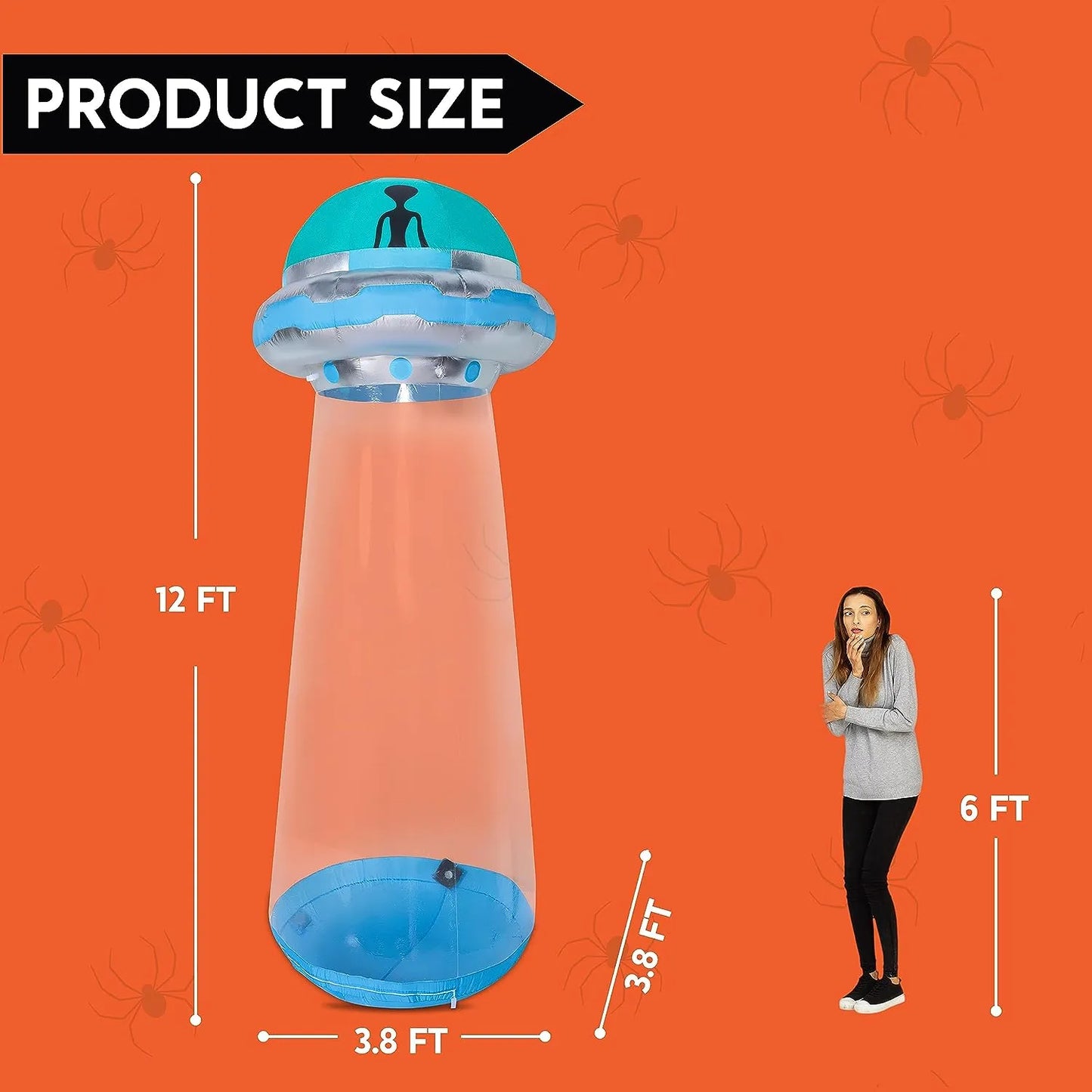 12 FT Tall Halloween Inflatable UFO Decoration with Built-in LEDs