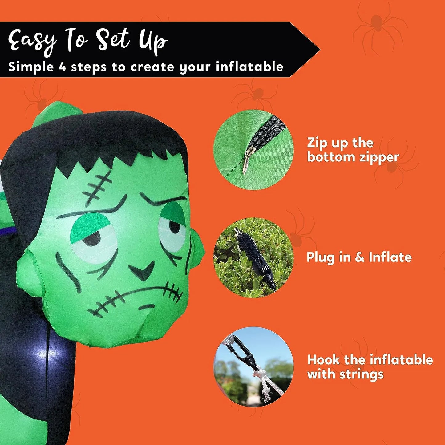 3.6ft LED Green Zombie Halloween Inflatable