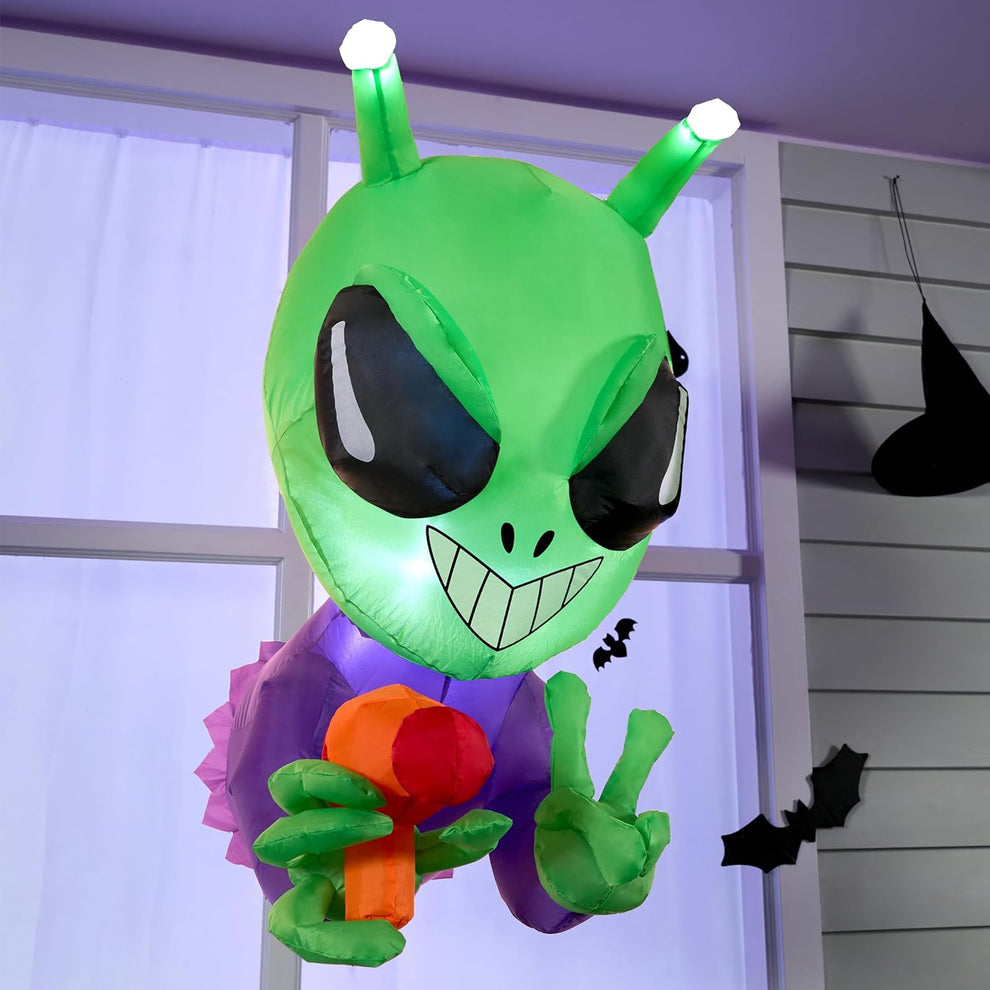 Joiedomi 4.5 FT Halloween Inflatable Alien Window Breaker with Built-i ...