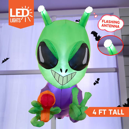 Joiedomi 4.5 FT Halloween Inflatable Alien Window Breaker with Built-in LED