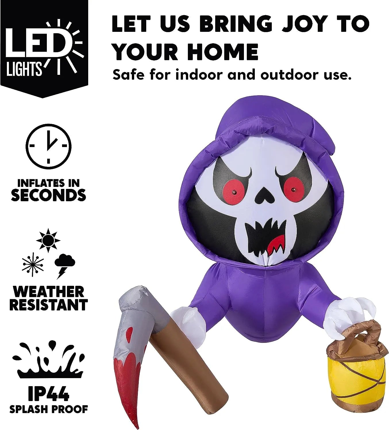 Joiedomi 4.5ft Halloween Inflatable Grim Reaper Broke Out