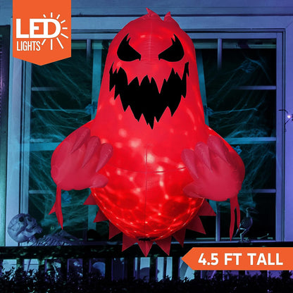 4.5ft Halloween Inflatable LED Light Ghost Broke Out from Window