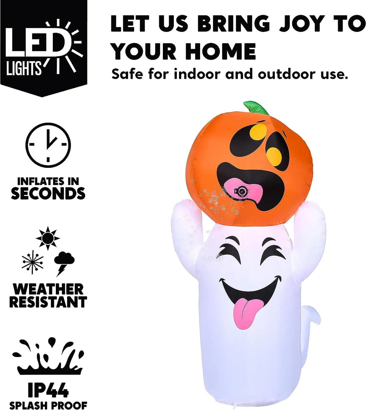 Inflatable Ghost Puppet Joiedomi 5 FT Tall Halloween Inflatable Ghost with Pumpkin and Bubblin ...