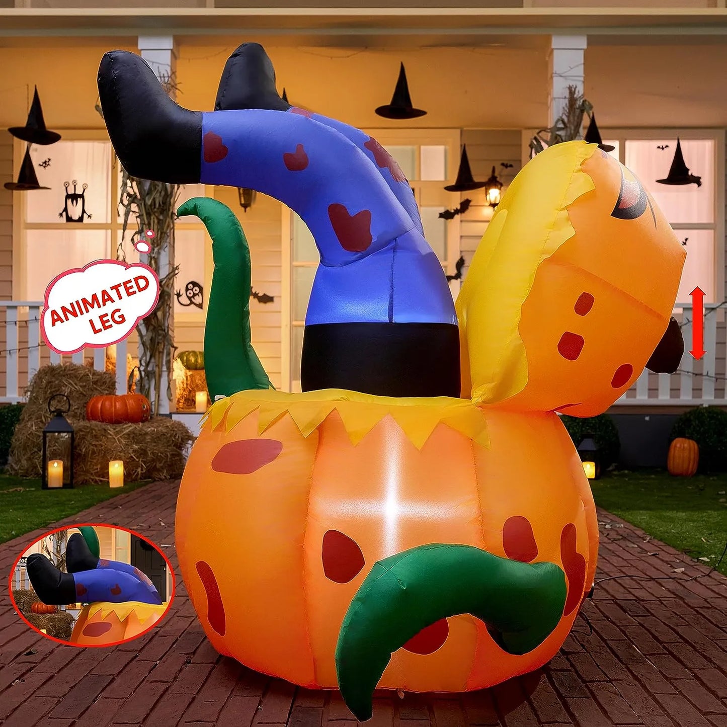 Joiedomi 5ft Pumpkin Eating Human LED Halloween Inflatable
