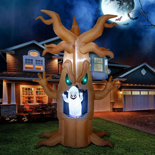 Joiedomi 7ft LED Scary Tree with Animated Ghost Halloween Inflatable
