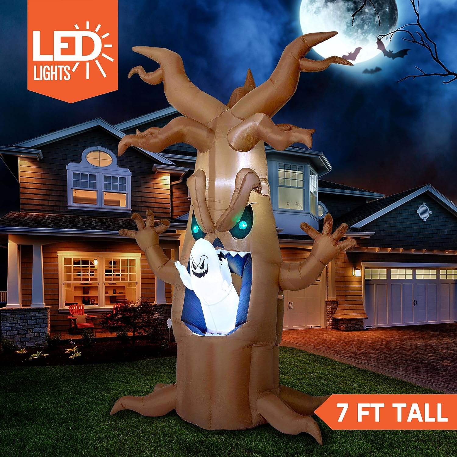 Scary Tree Inflatables JOIEDOMI   Joiedomi7ftLEDScaryTreewithAnimatedGhostHalloweenInflatable 2 