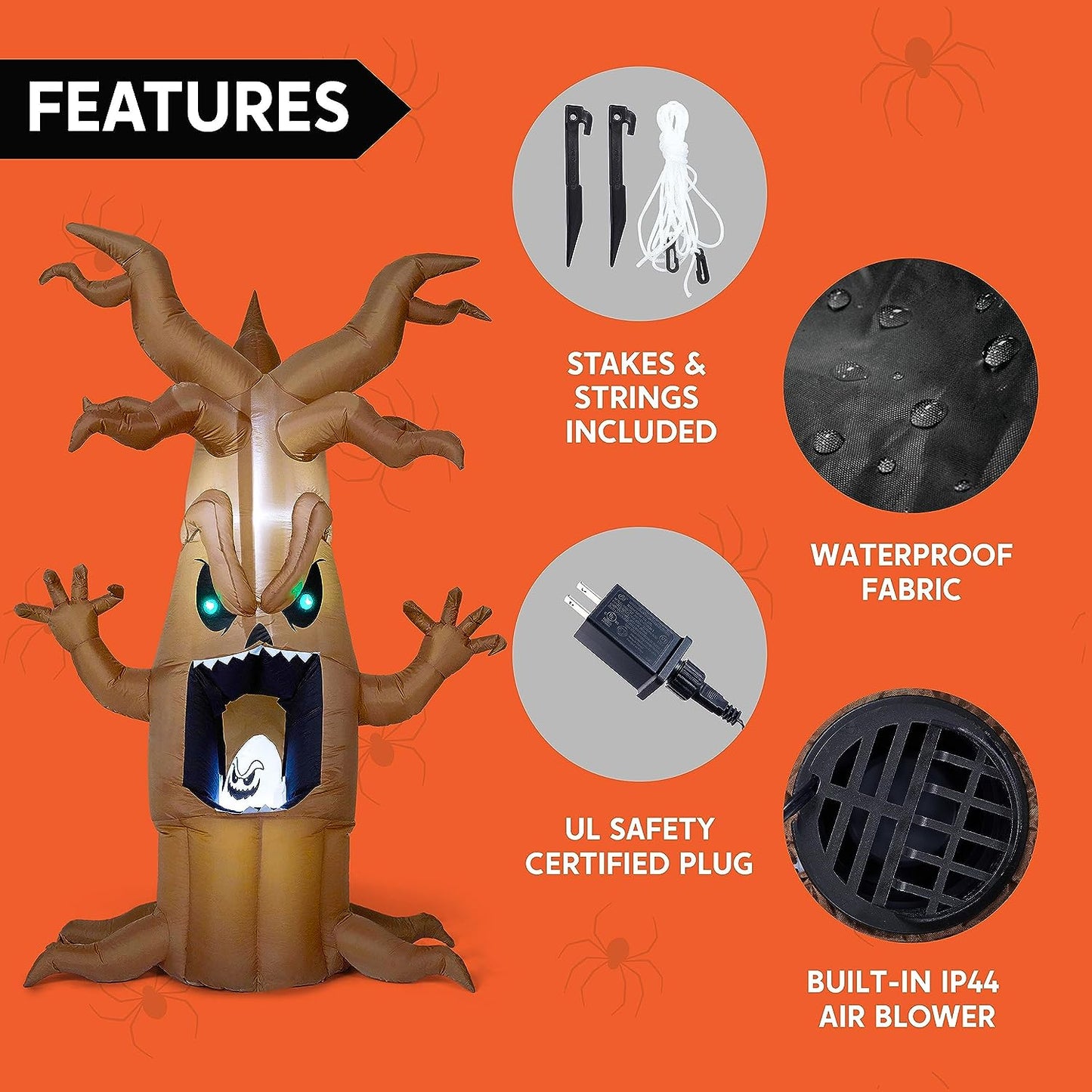 7ft LED Scary Tree with Animated Ghost Halloween Inflatable