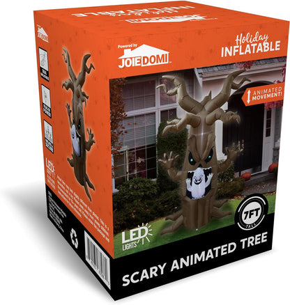 Joiedomi 7ft LED Scary Tree with Animated Ghost Halloween Inflatable