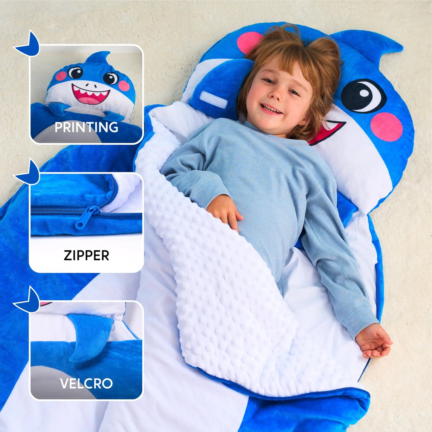 Kids Sleeping Bag 鈥?Toddler Nap Mat with Pillow & Blanket 鈥?Soft Plush Sleeping Mat