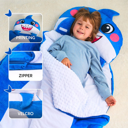 Kids Sleeping Bag 鈥?Toddler Nap Mat with Pillow & Blanket 鈥?Soft Plush Sleeping Mat