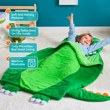 Kids Sleeping Bag 鈥?Toddler Nap Mat with Pillow & Blanket 鈥?Soft Plush Sleeping Mat