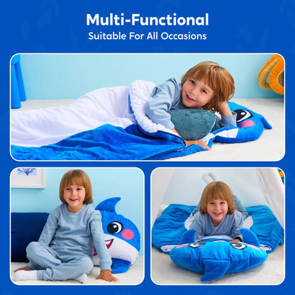 Kids Sleeping Bag 鈥?Toddler Nap Mat with Pillow & Blanket 鈥?Soft Plush Sleeping Mat