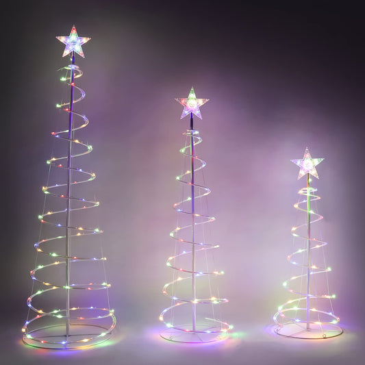 Lighted Spiral Christmas Tree Set LED Warm White - 3 Pcs