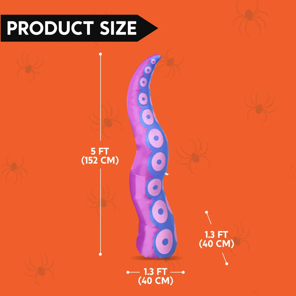 Single Halloween Long Inflatable Purple Octopus Tentacle, 4.8ft